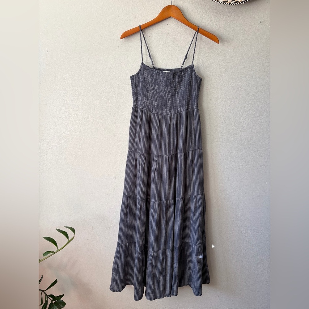 Z Supply Balos Striped Maxi Dress Supernova Gauzy Charcoal White Women’s Medium - Picture 13 of 13